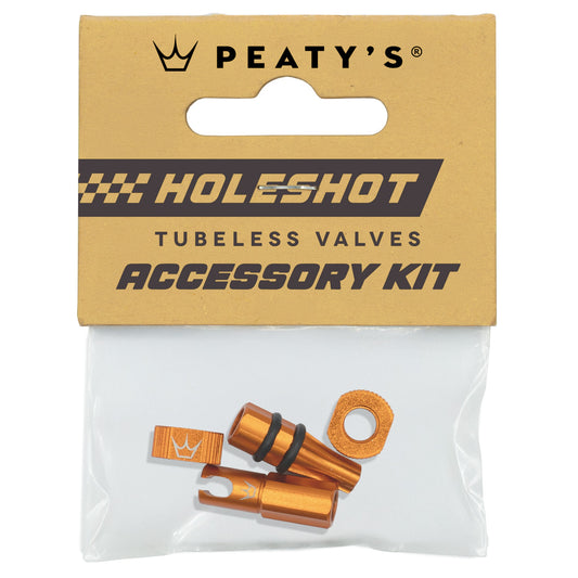 Kit PEATY'S HOLESHOT FAST FLOW Tapones de válvula y espigas naranja
