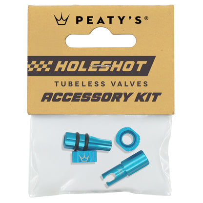 Kit Tapones y Tuercas de Válvulas PEATY'S HOLESHOT FAST FLOW Turquesa