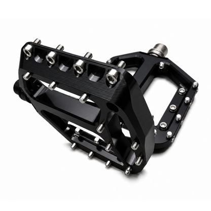 Pedales planos HXR COMPONENTS con eje de acero negros