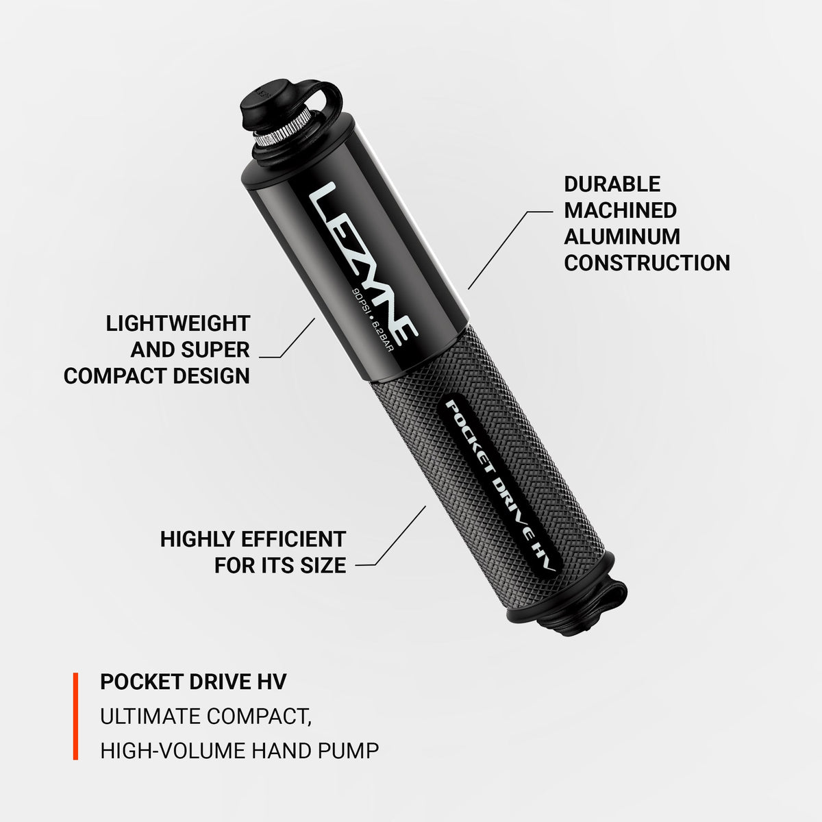 Bomba de mano LEZYNE POCKET DRIVE HV LOADED negra
