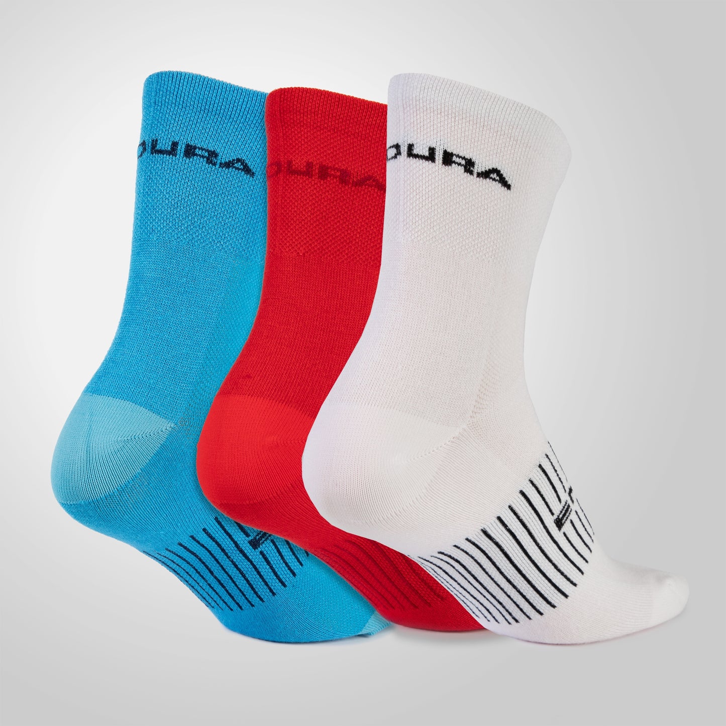 ENDURA COOLMAX RACE Calcetines de 3 pares Blanco/Azul/Rojo