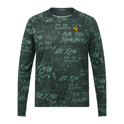 Maillot ENDURA SINGLETRACK PRINT Mangas Largas Carbon Verde