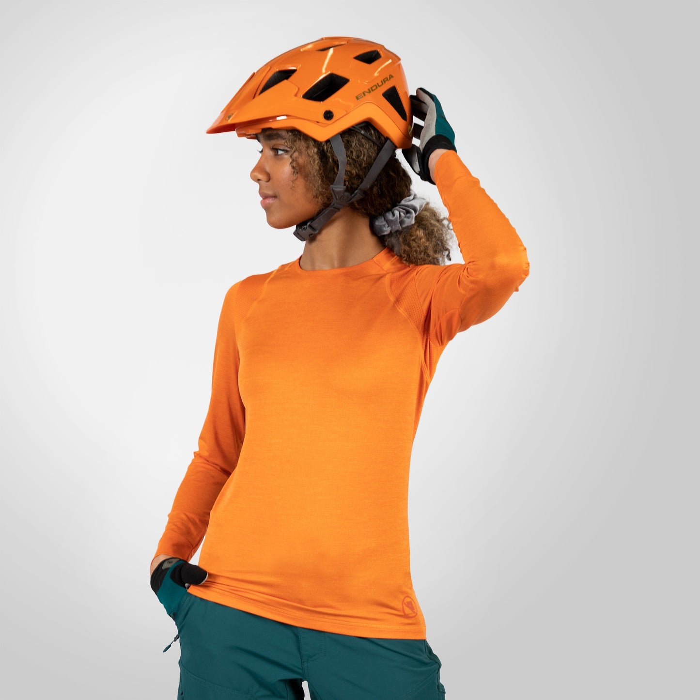Maillot manga larga ENDURA SINGLETRACK Mujer Naranja
