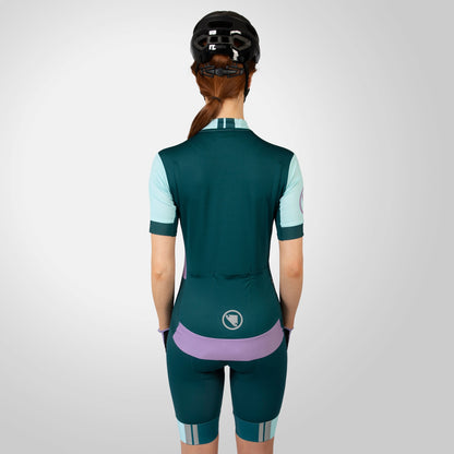 Maillot ENDURA FS260 PRINT Mujer Mangas Cortas Verde/Violeta
