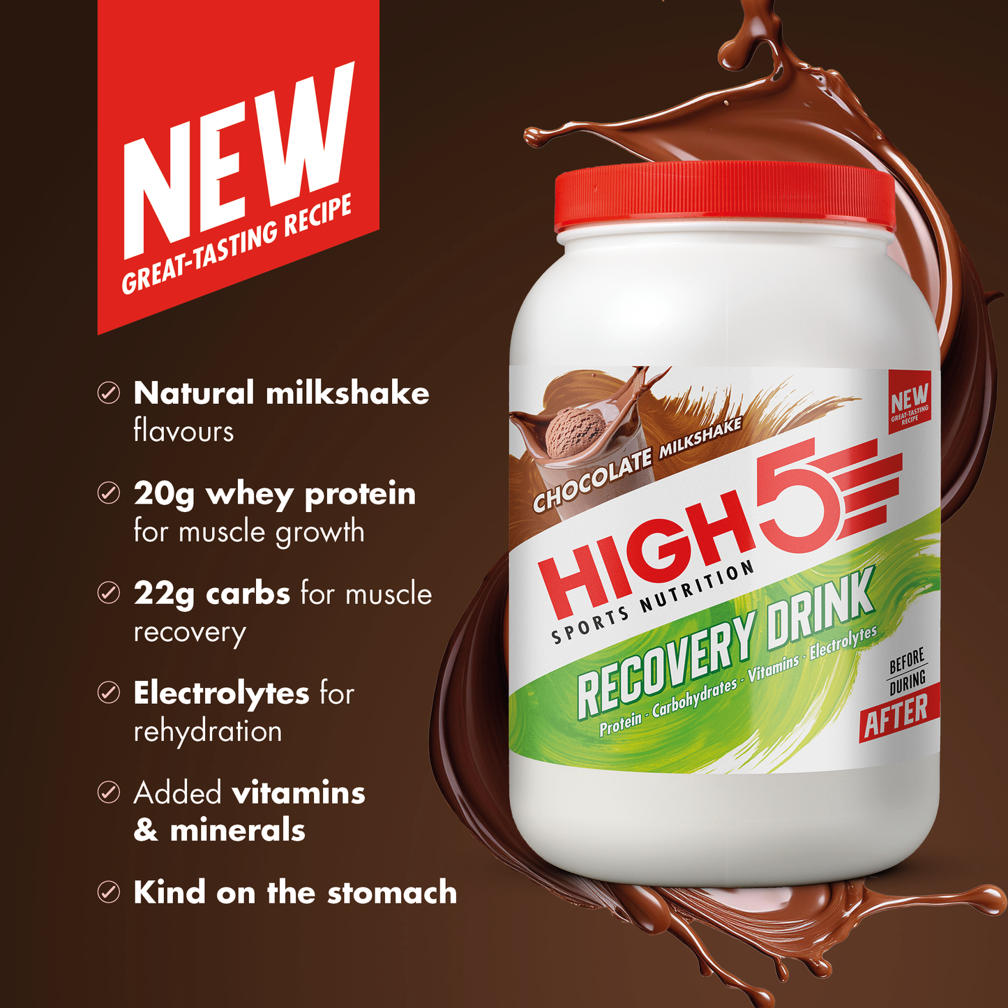 BEBIDA DE RECUPERACIÓN High5 (450 g) Batido de chocolate