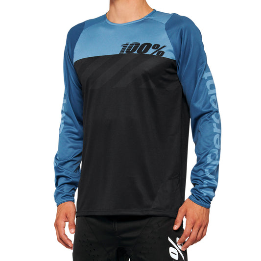 Maillot de manga larga 100% R-CORE Negro/Azul