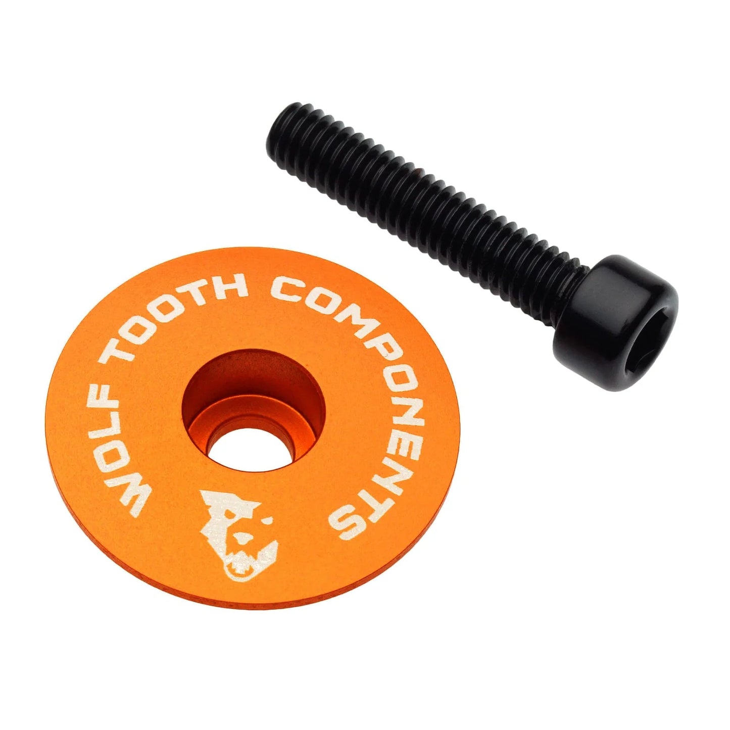 Tapa de manillar WOLF TOOTH Ultralight con tornillo de 1"1/8, color naranja