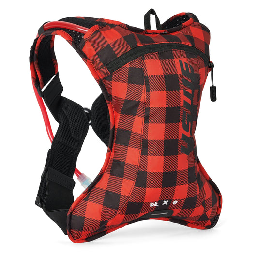 Mochila de hidratación USWE OUTLANDER XC 2 L, flanela roja/negra