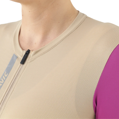 Maillot MAVIC ESSENTIAL Mangas Cortas Mujer Beige/Fuschia