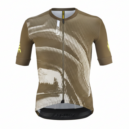 Maillot MAVIC AKSIUM GRAPHIC Mangas Cortas Beige/Marrón