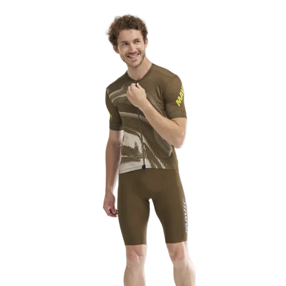Maillot MAVIC AKSIUM GRAPHIC Mangas Cortas Beige/Marrón