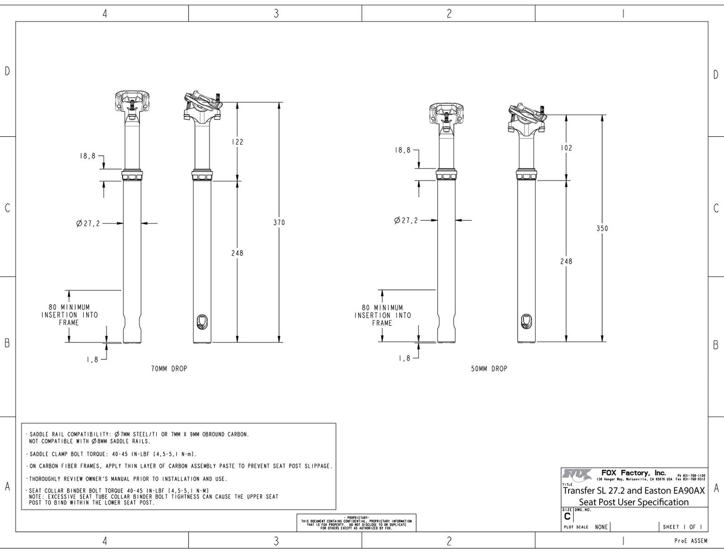 FOX RACING SHOX TRANSFER SL FACTORY 2025 Tija Telescópica