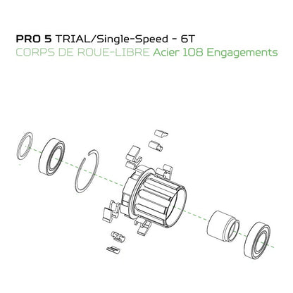 Buje Trasero HOPE PRO 5 10x135mm Trial/SingleSpeed 6 Tornillos Negro