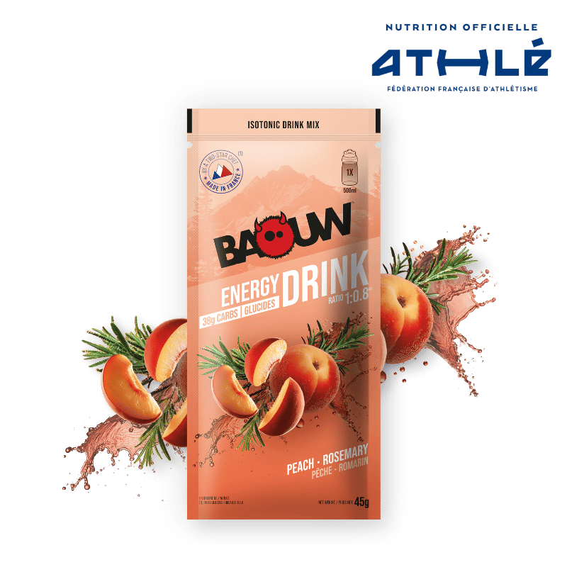BAOUW ISOTONIC Bebida Energética (45g) Melocotón/Rosmillo