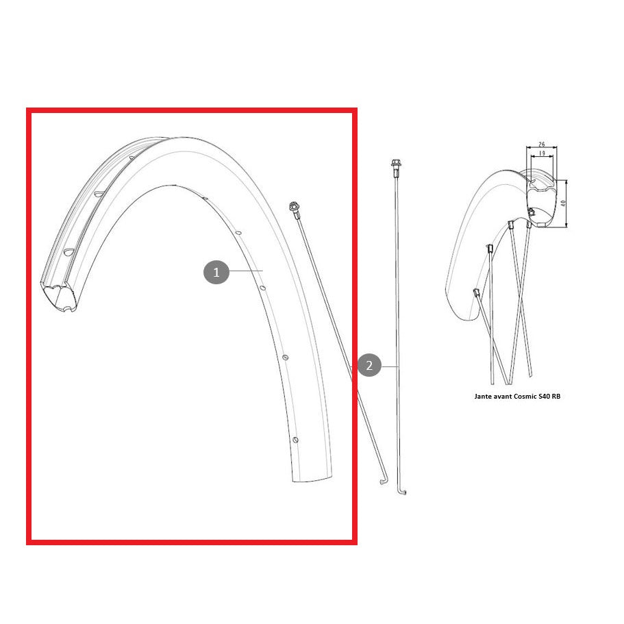 Llanta trasera MAVIC COSMIC S40 RB