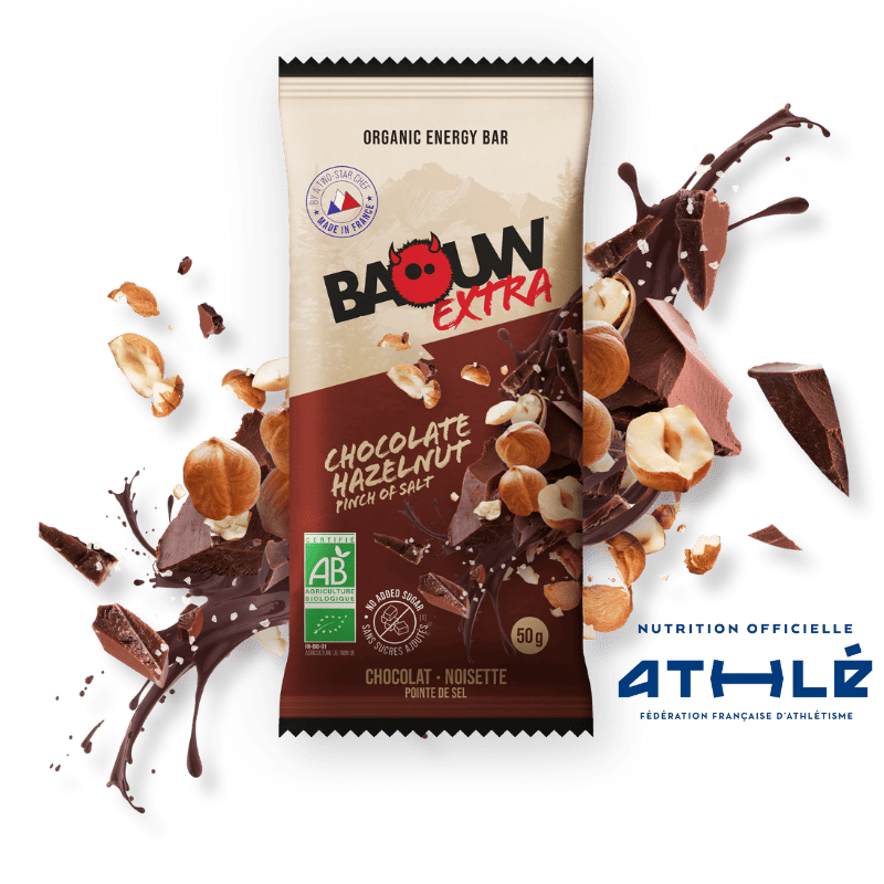 BAOUW BIO EXTRA Barrita energética de chocolate y avellanas (50g)