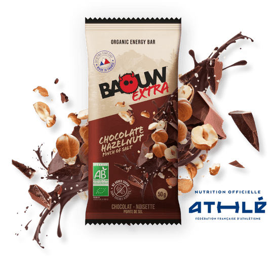 BAOUW BIO EXTRA Barrita energética de chocolate y avellanas (50g)
