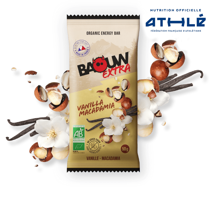BAOUW BIO EXTRA Barrita energética de vainilla y macadamia (50g)