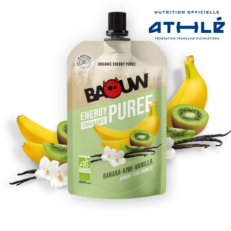 BAOUW Puré Energético de Frutas Receta Ecológica Plátano/Kiwi/Vainilla (90g)