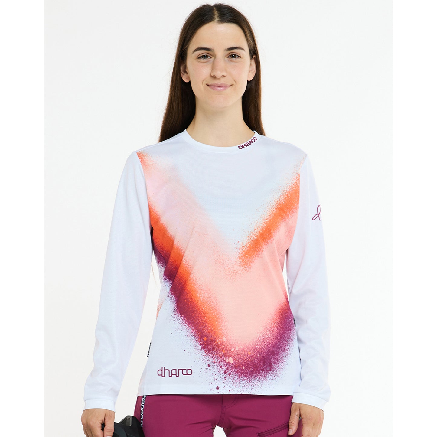 Maillot de manga larga DHARCO GRAVITY FIREBIRD para mujer Blanco/Naranja
