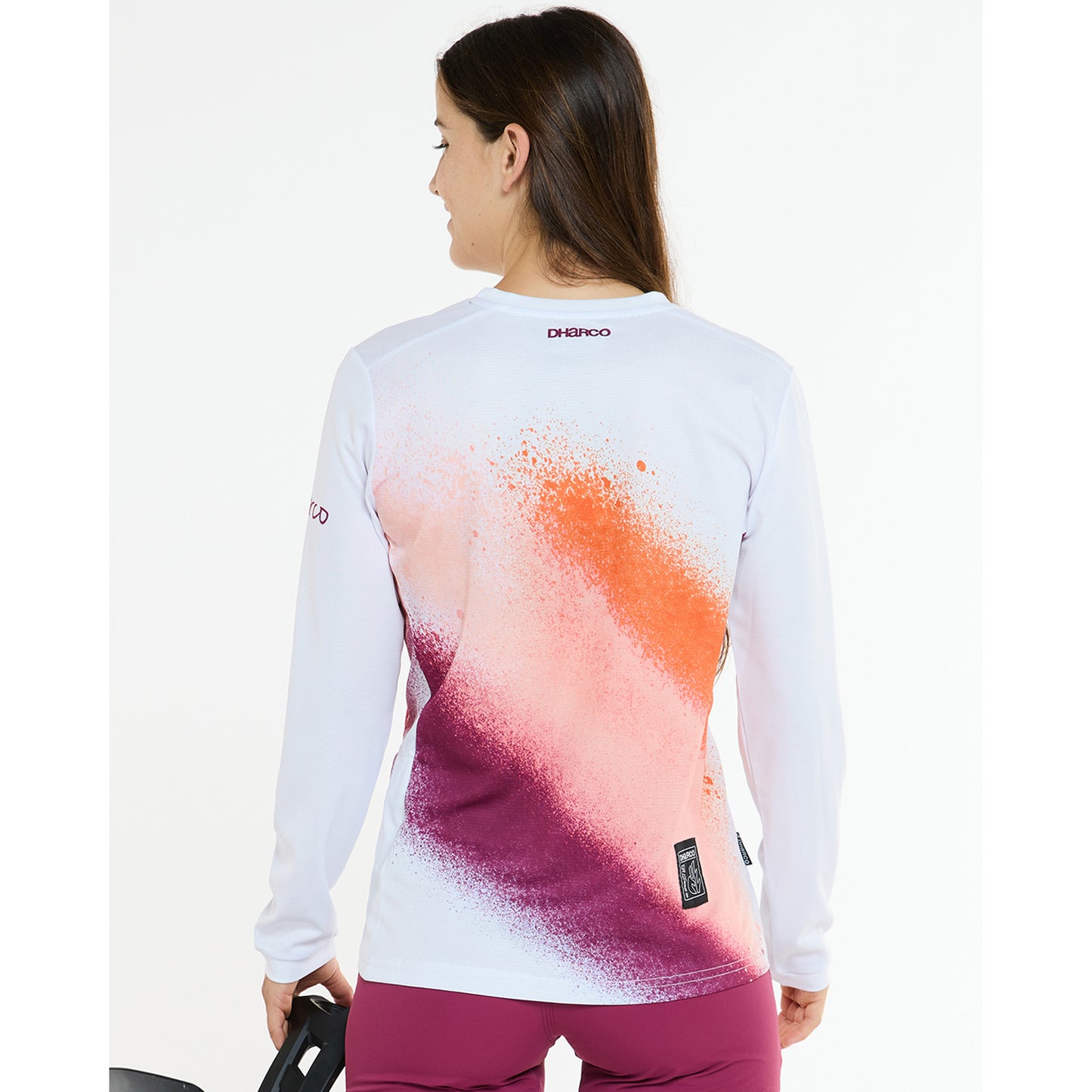 Maillot de manga larga DHARCO GRAVITY FIREBIRD para mujer Blanco/Naranja