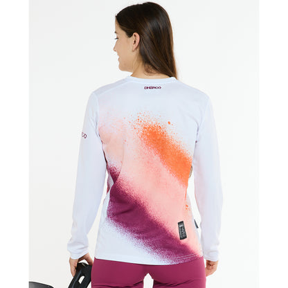 Maillot DHARCO GRAVITY FIREBIRD Mangas Largas Mujer Blanco/Naranja