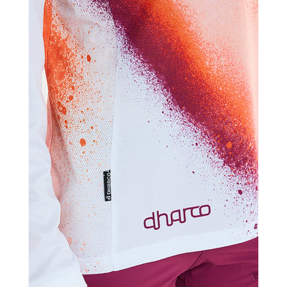 Maillot DHARCO GRAVITY FIREBIRD Mangas Largas Mujer Blanco/Naranja