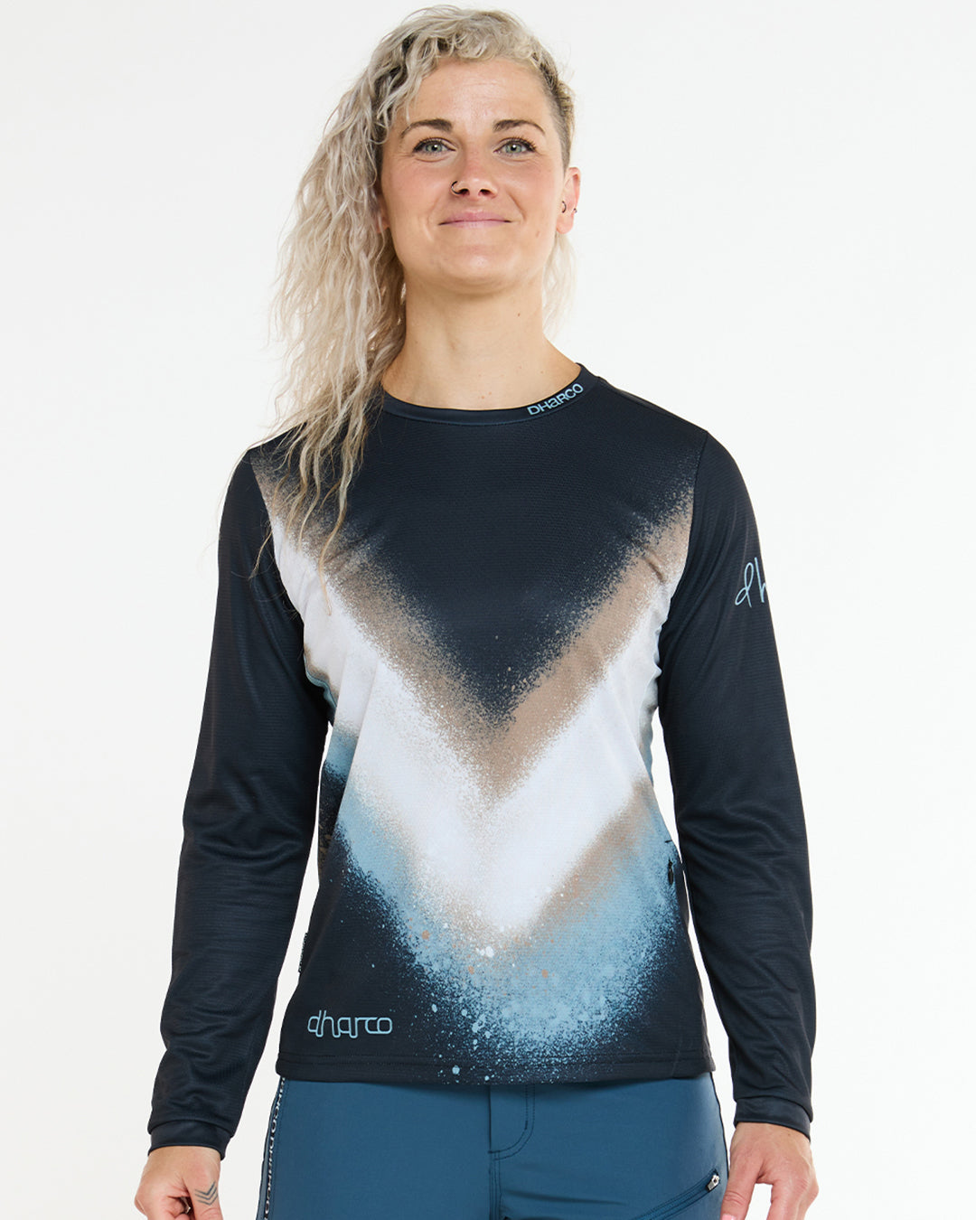 Maillot de manga larga DHARCO GRAVITY GOLDEN STREAK para mujer Negro/Azul