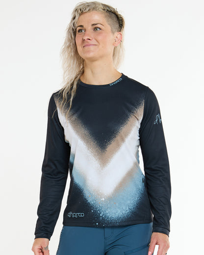 Maillot DHARCO GRAVITY GOLDEN STREAK Mangas Largas Mujer Negro/Azul