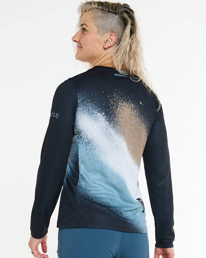 Maillot DHARCO GRAVITY GOLDEN STREAK Mangas Largas Mujer Negro/Azul