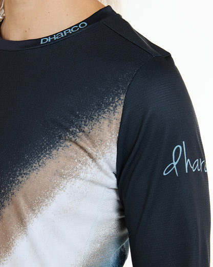 Maillot DHARCO GRAVITY GOLDEN STREAK Mangas Largas Mujer Negro/Azul