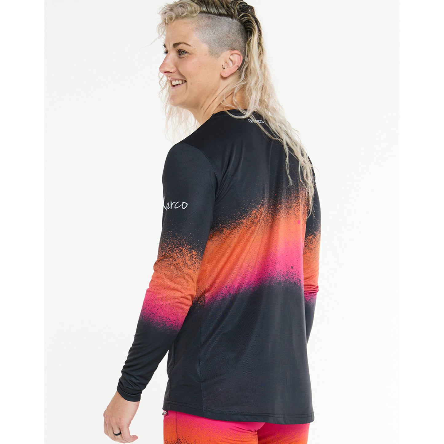 Maillot de manga larga de mujer DHARCO RACE BLACK SNAKE Negro/Naranja