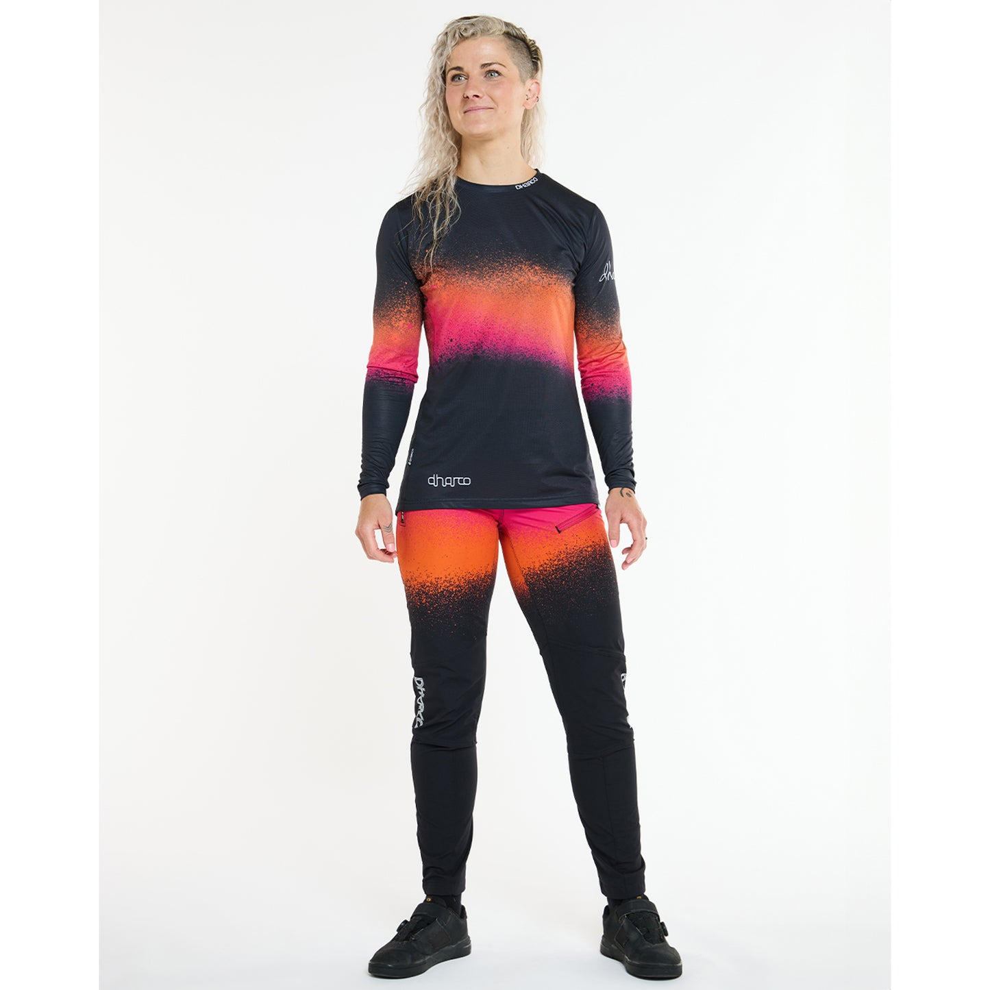 Maillot de manga larga de mujer DHARCO RACE BLACK SNAKE Negro/Naranja