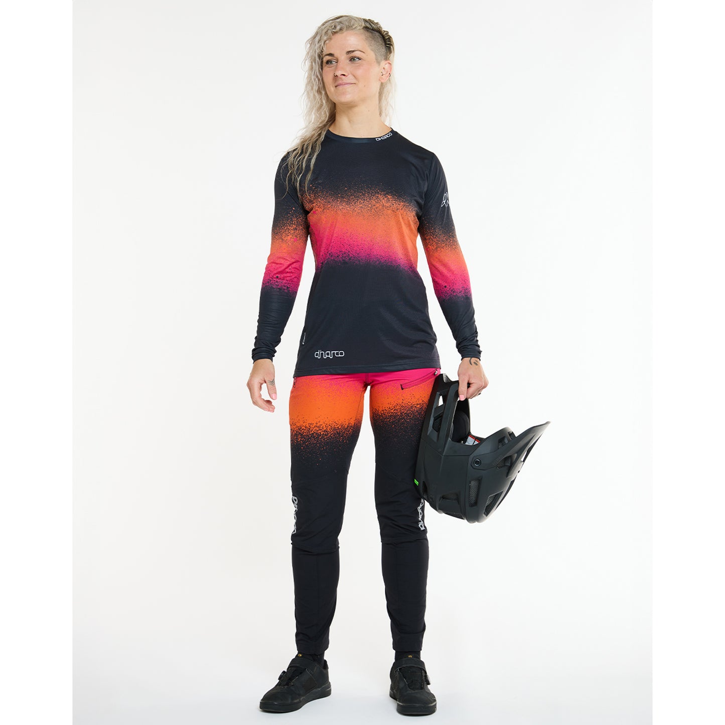 Maillot de manga larga de mujer DHARCO RACE BLACK SNAKE Negro/Naranja