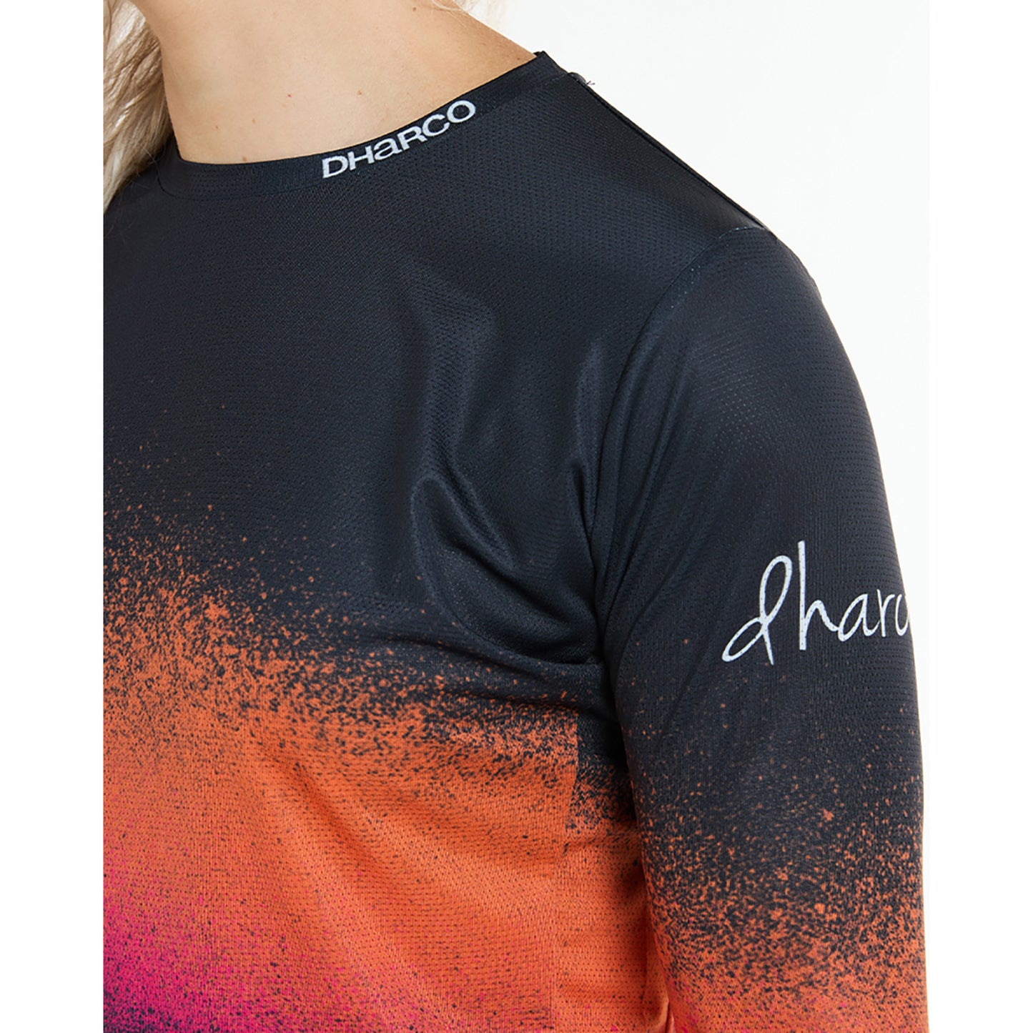Maillot de manga larga de mujer DHARCO RACE BLACK SNAKE Negro/Naranja