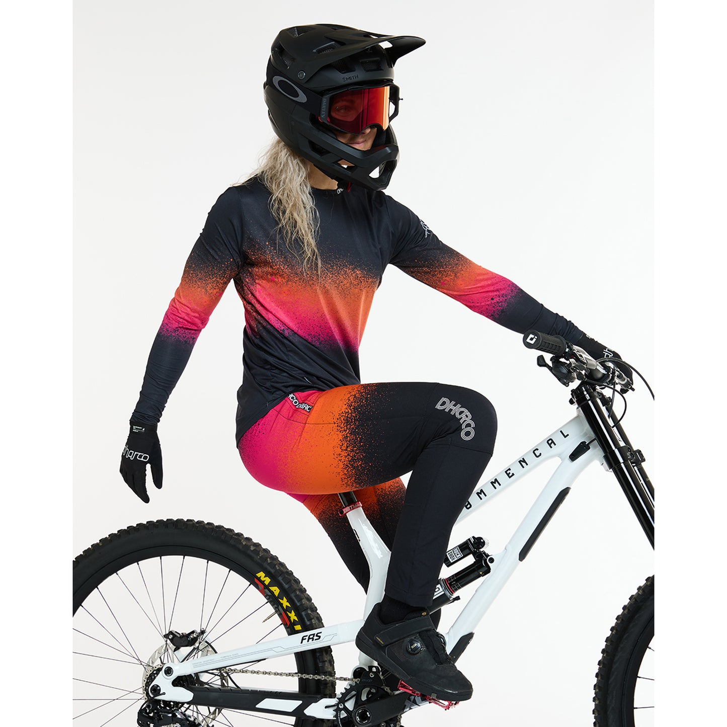 Maillot de manga larga de mujer DHARCO RACE BLACK SNAKE Negro/Naranja