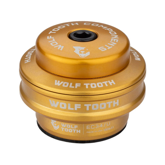 Cazo alto para juego de dirección externo WOLF TOOTH PREMIUM 1"1/8 EC34, altura de apilamiento de 16 mm, dorado