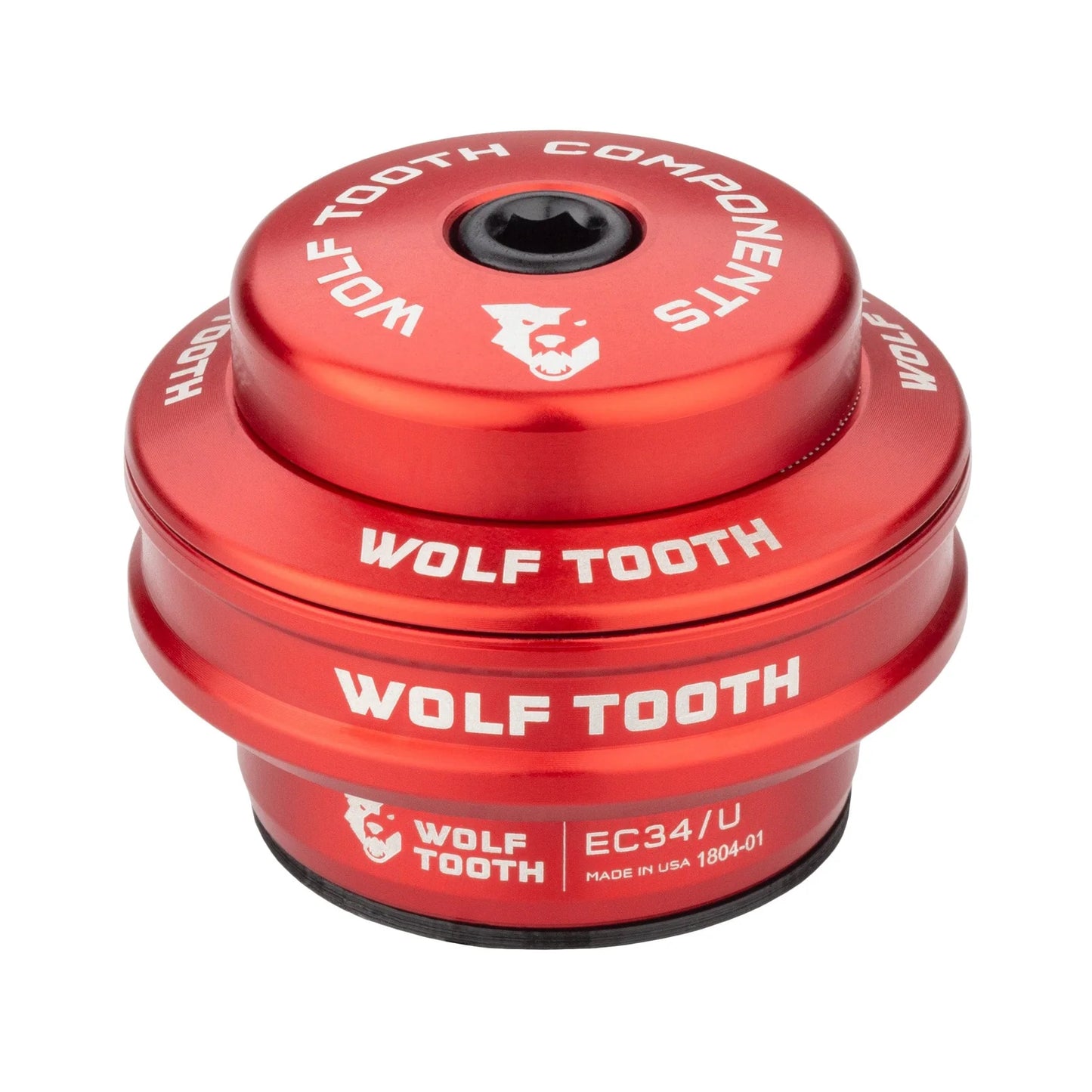 Cazo alto para juego de dirección externo WOLF TOOTH PREMIUM 1"1/8 EC34 Stack 16 mm Rojo