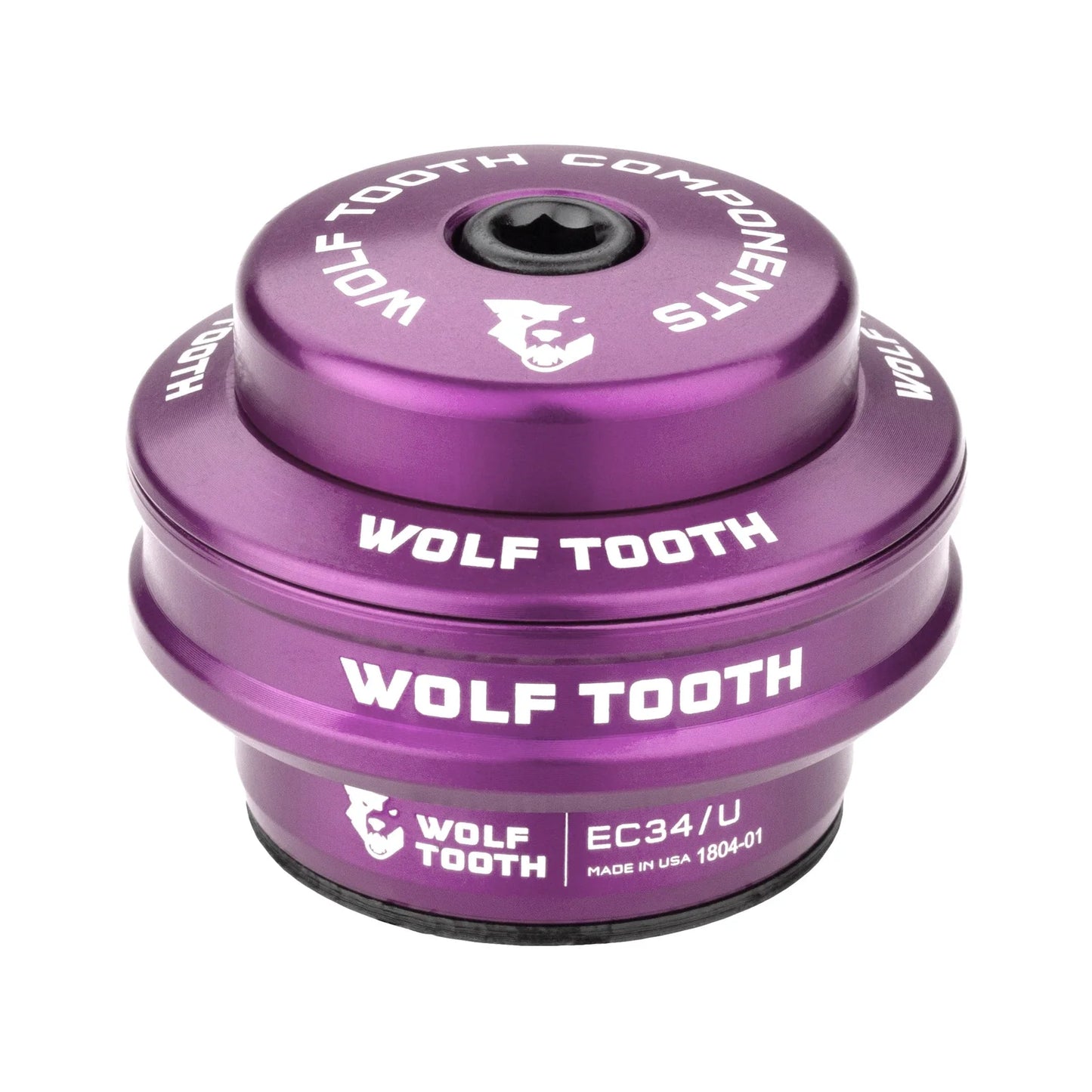 Cazo alto para juego de dirección externo WOLF TOOTH PREMIUM 1"1/8 EC34 Stack 16 mm, color violeta