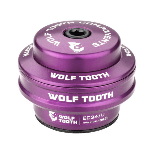Cazo alto para juego de dirección externo WOLF TOOTH PREMIUM 1"1/8 EC34 Stack 16 mm, color violeta