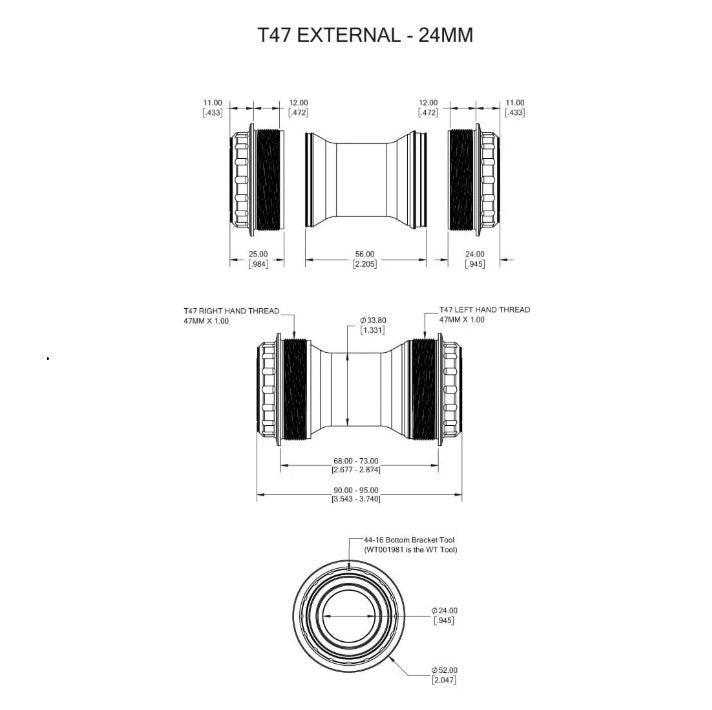 Platos y bielas WOLFTOOTH T47 External 24mm raw Silver