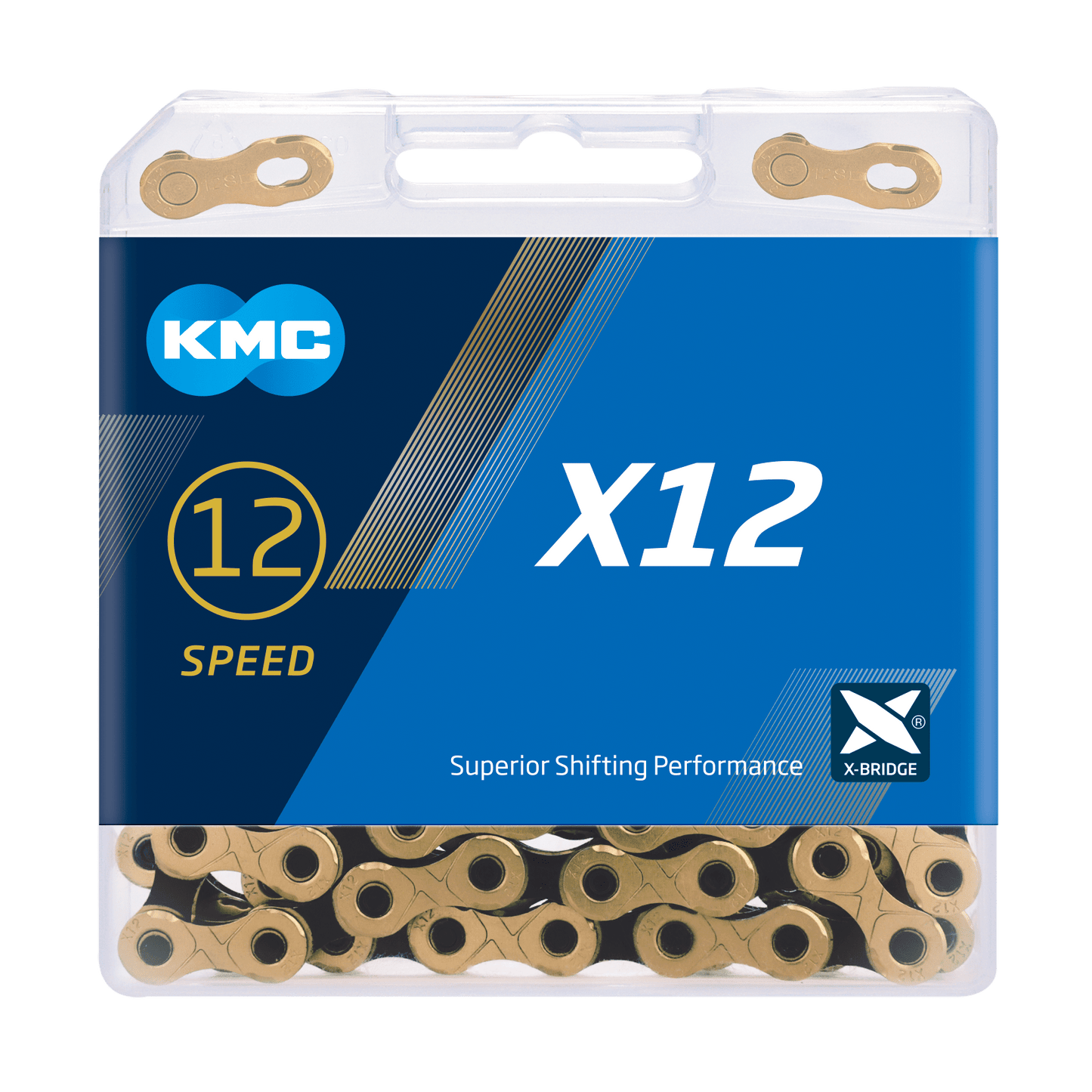 Cadena de 12 V KMC X12 Ti-N negra/dorada