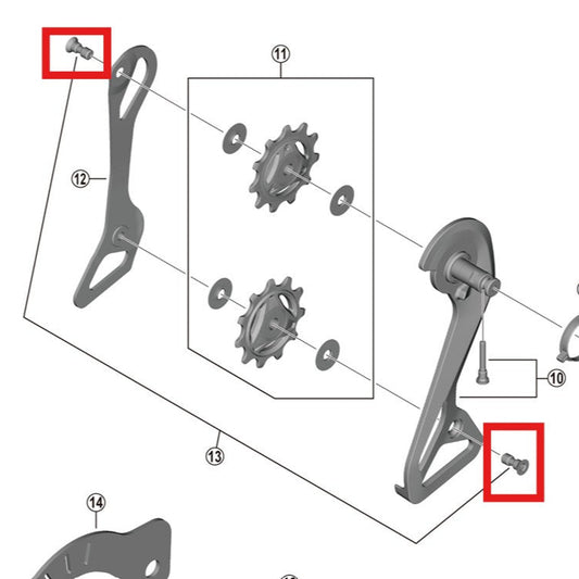 SHIMANO RD-R9250 Tornillos de rodillo (x2)