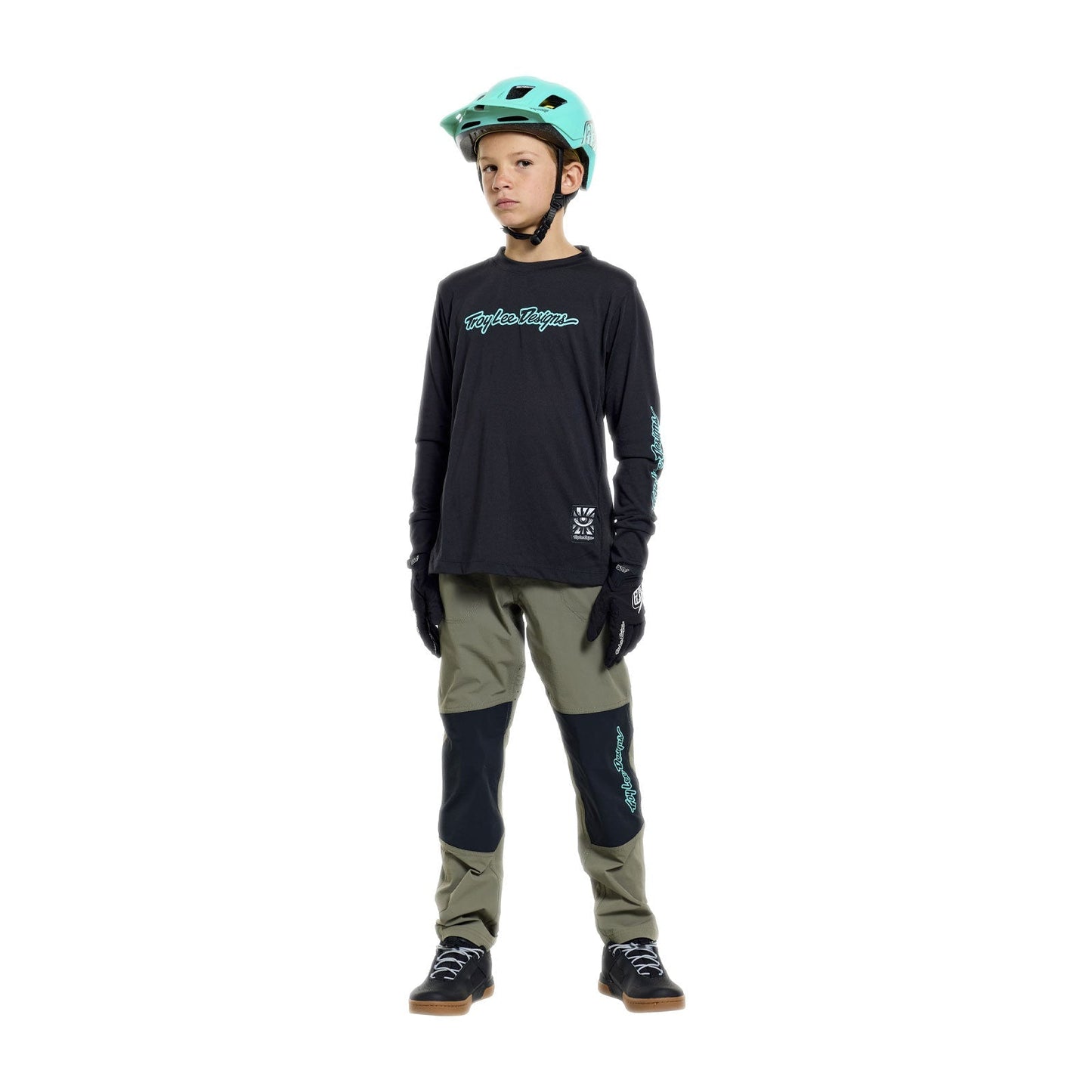 Maillot manga larga TROY LEE DESIGNS SKYLINE RIDE SIGNATURE Junior Negro/Verde
