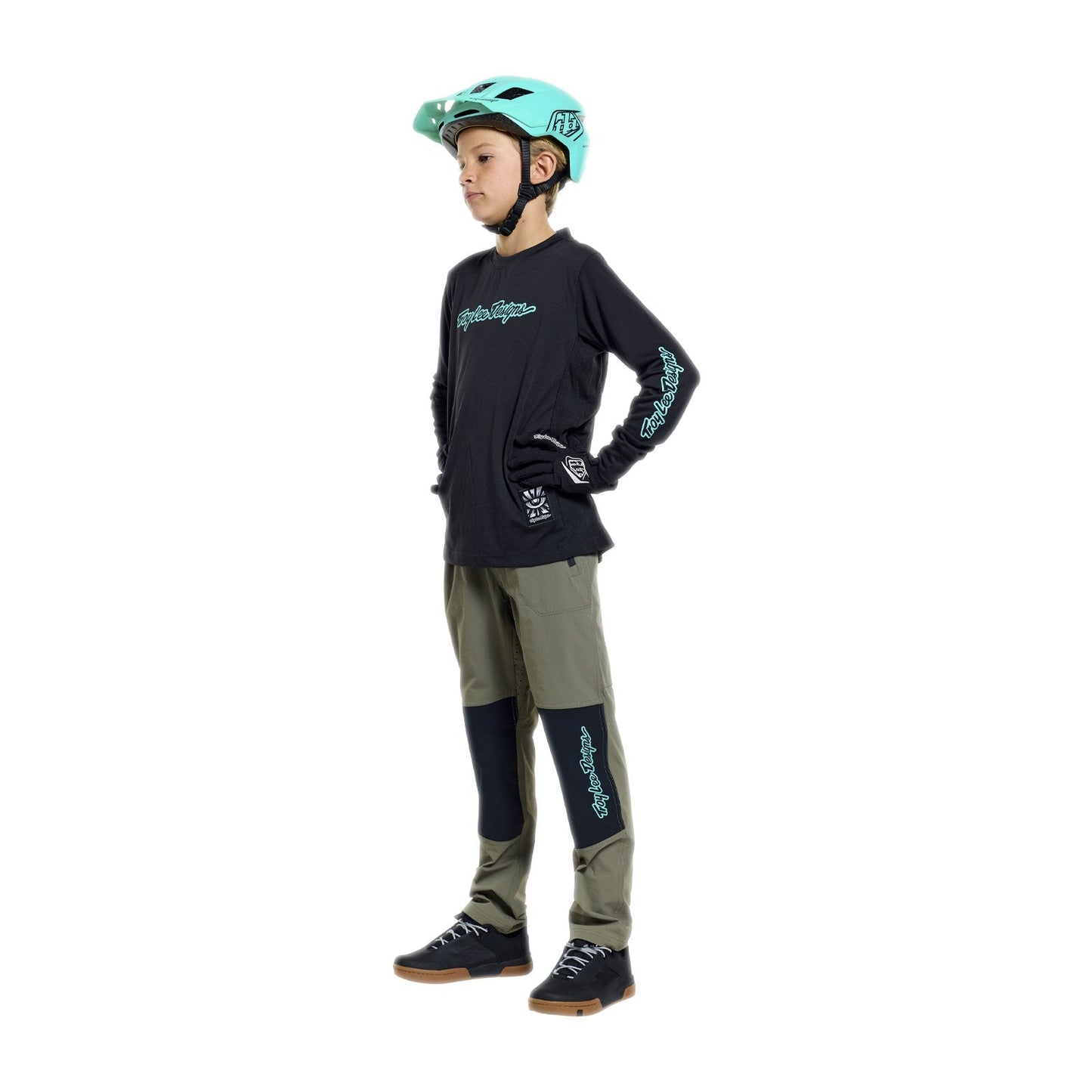 Maillot manga larga TROY LEE DESIGNS SKYLINE RIDE SIGNATURE Junior Negro/Verde