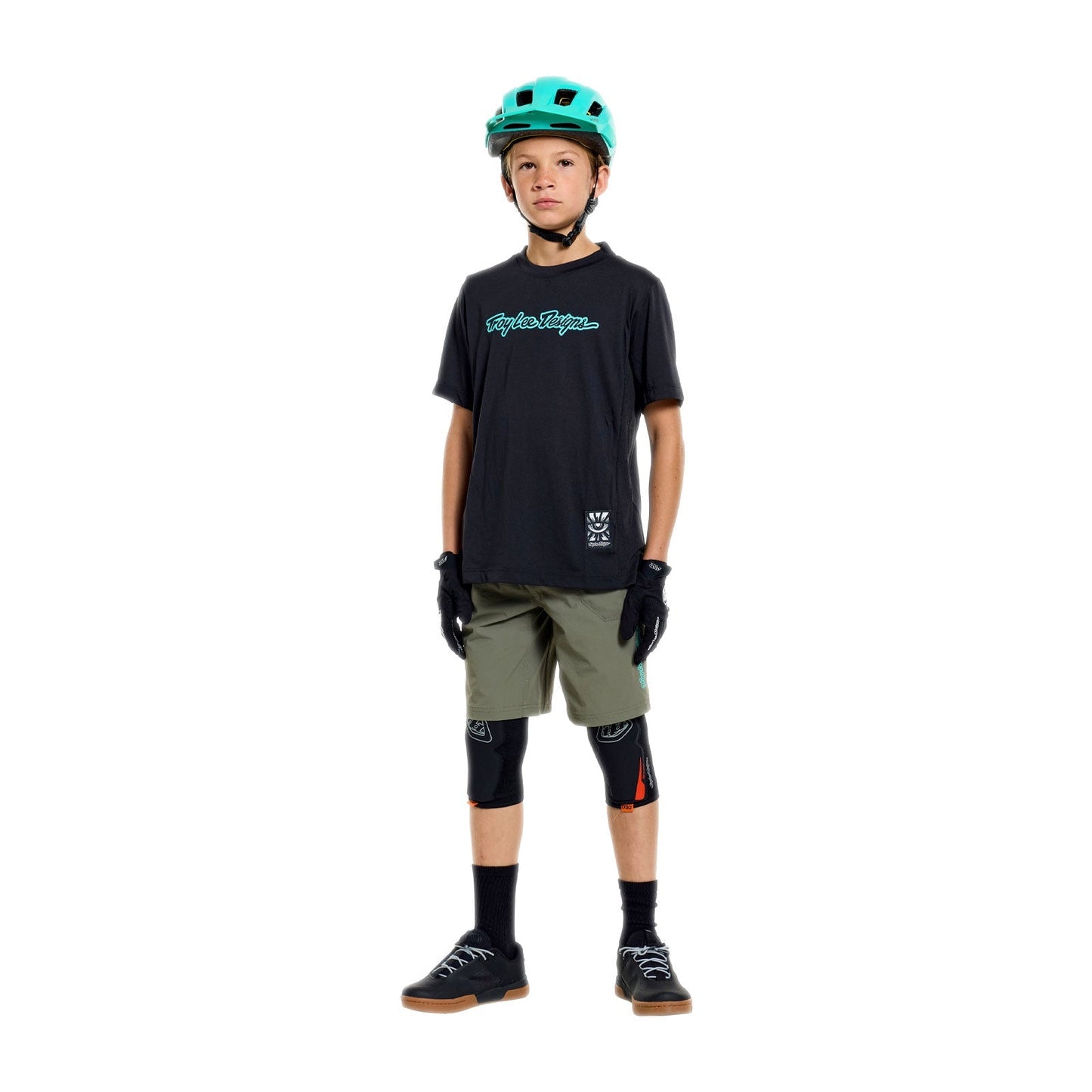 Maillot manga corta TROY LEE DESIGNS SKYLINE RIDE SIGNATURE Niño Negro/Turquesa