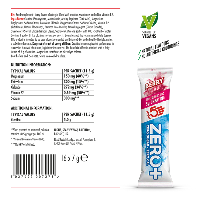 HIGH 5 ZERO+ Creatina HYDRATING STICK (11.5g) Frutos Rojos