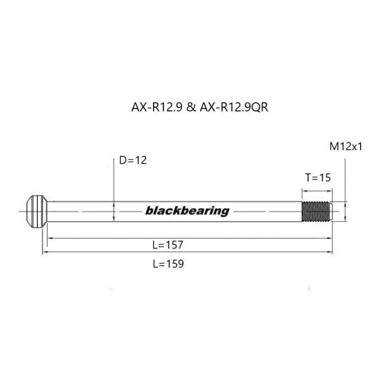 Axe de Roue Arrière BLACKBEARING 12x135 mm (12mm-159-M12x1-15mm)