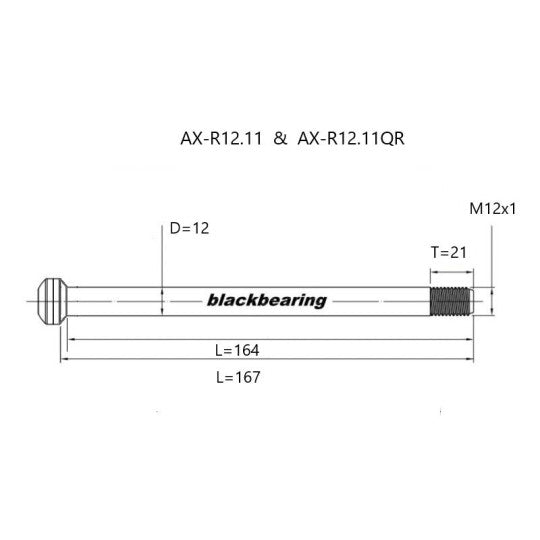 Axe de Roue Arrière BLACKBEARING 12x142 mm (12mm-166-M12x1-20mm)