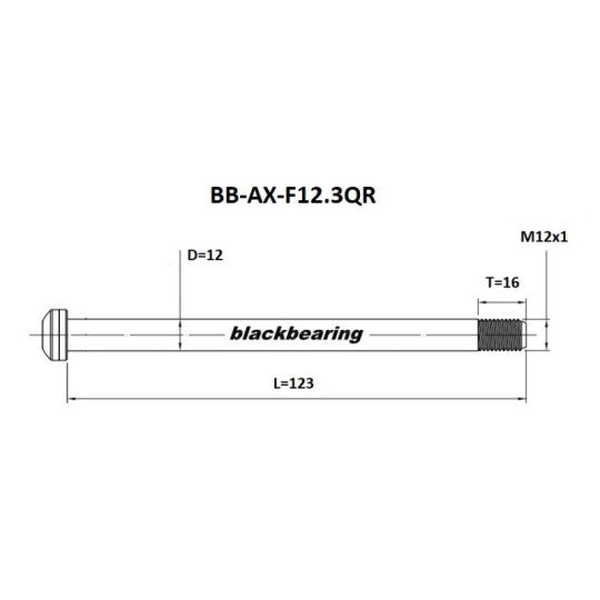 Axe de Roue Avant BLACKBEARING Route 12x100 mm (12mm-122-M12x1-15mm) QR